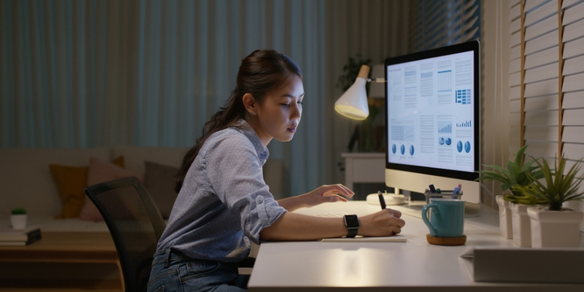 Girl sitting at a desk studying