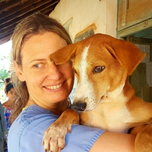 Dr Ursula Goetz with dog