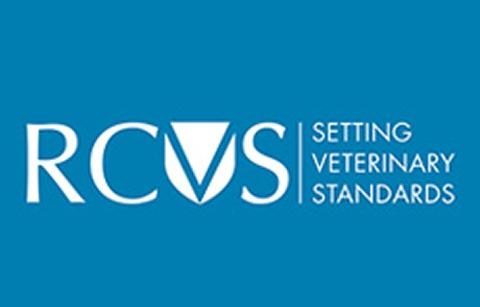 RCVS logo - white on blue background