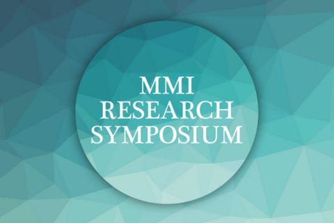 Mind Matters Symposium written in white on an MMI blue/green background