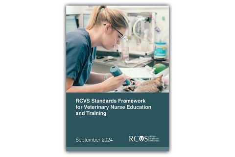 Front cover of new RCVS Standards Framework for VN Education and Training 