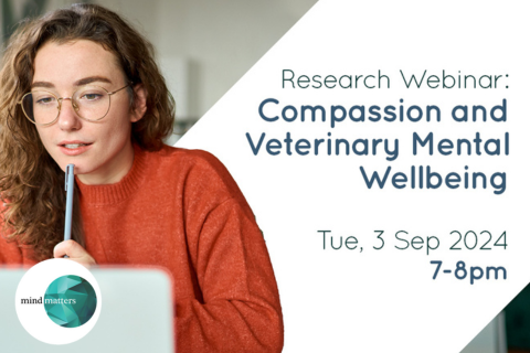 MMI compassion webinar thumbnail - girl studying on computer with webinar title and date and MMI logo