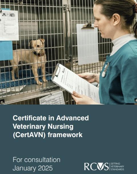 Front cover showing a veterinary nurses with a clipboard and a dog